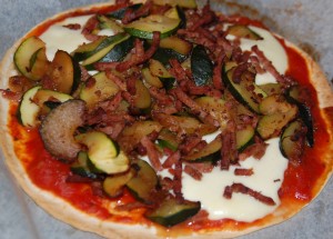Tortilla façon pizza courgettes/bacon