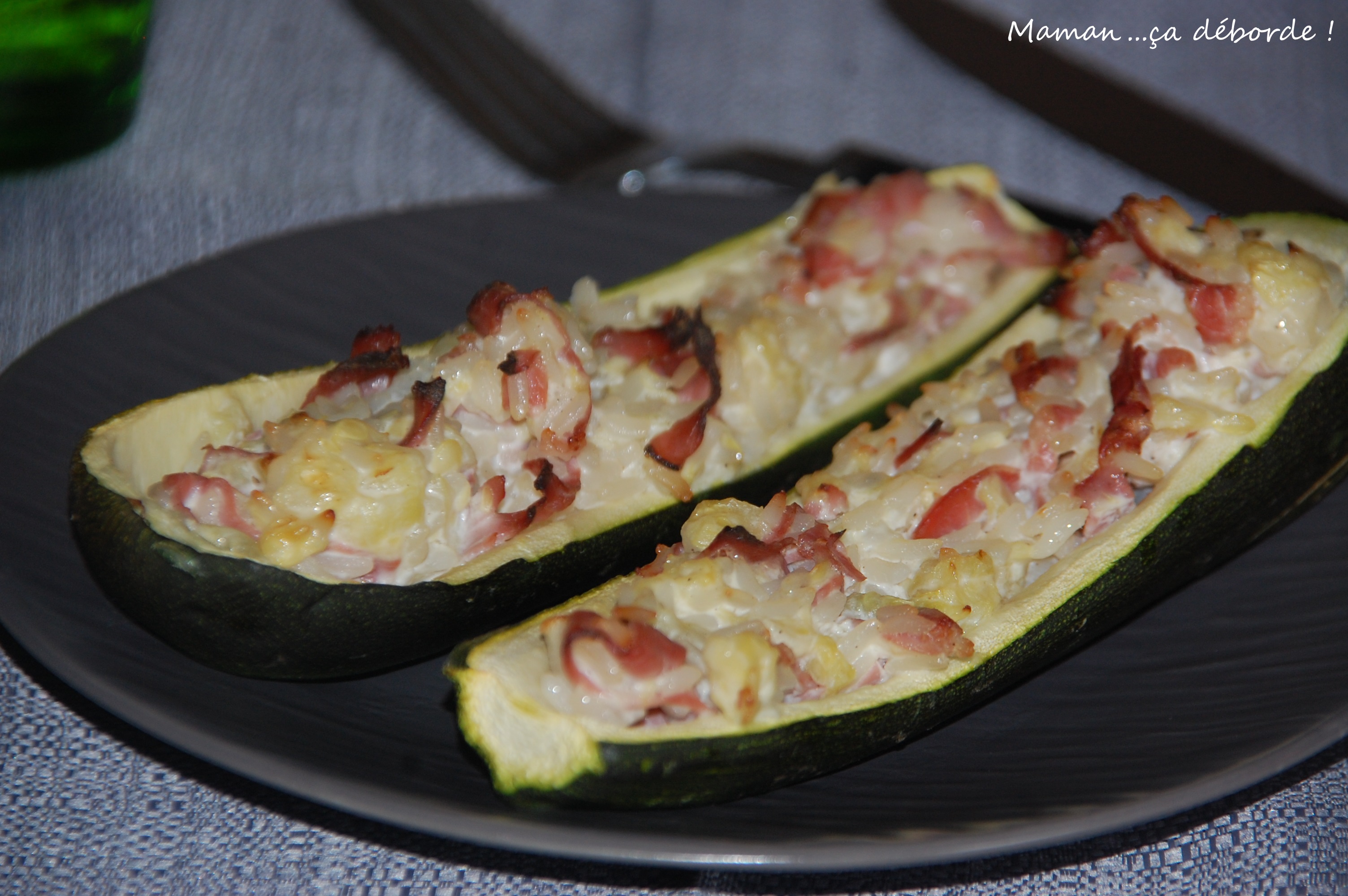 Courgettes farcies au bacon Maman...ça déborde