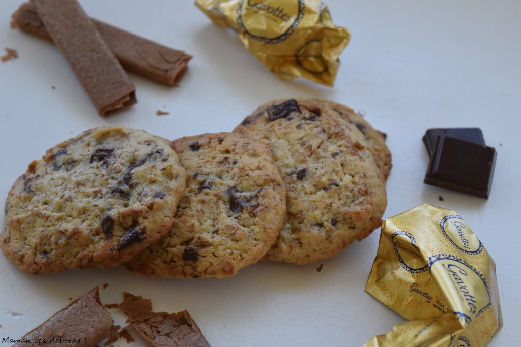 Cookies aux gavottes, chocolat et noisette