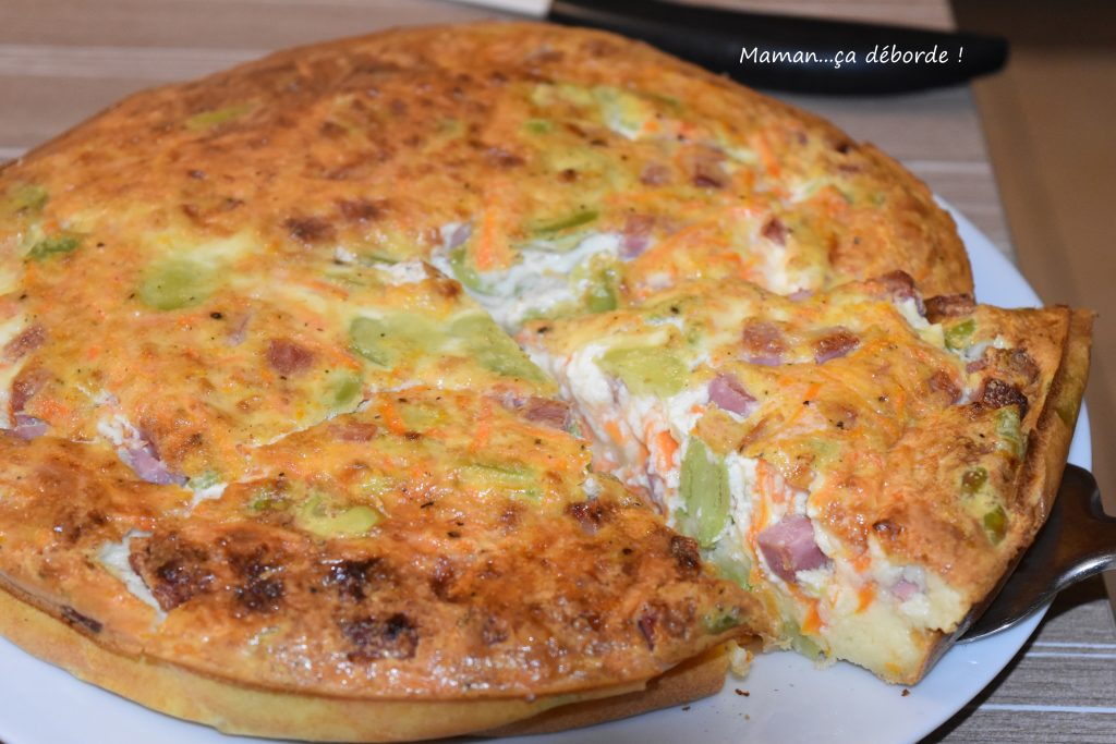 Quiche sans pâte fève, carotte et dés de jambon