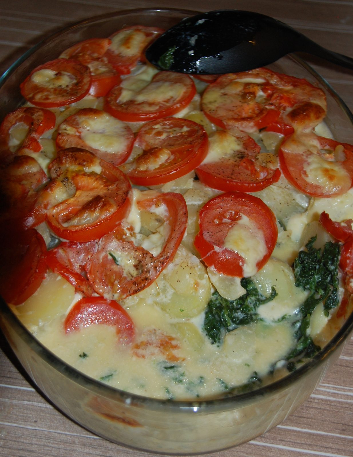 Gratin de pommes de terre aux épinards