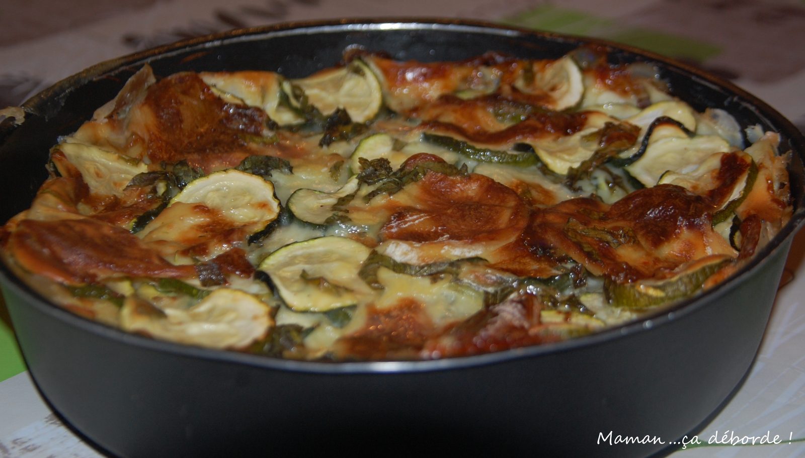 Clafoutis courgette, rocamadour et menthe