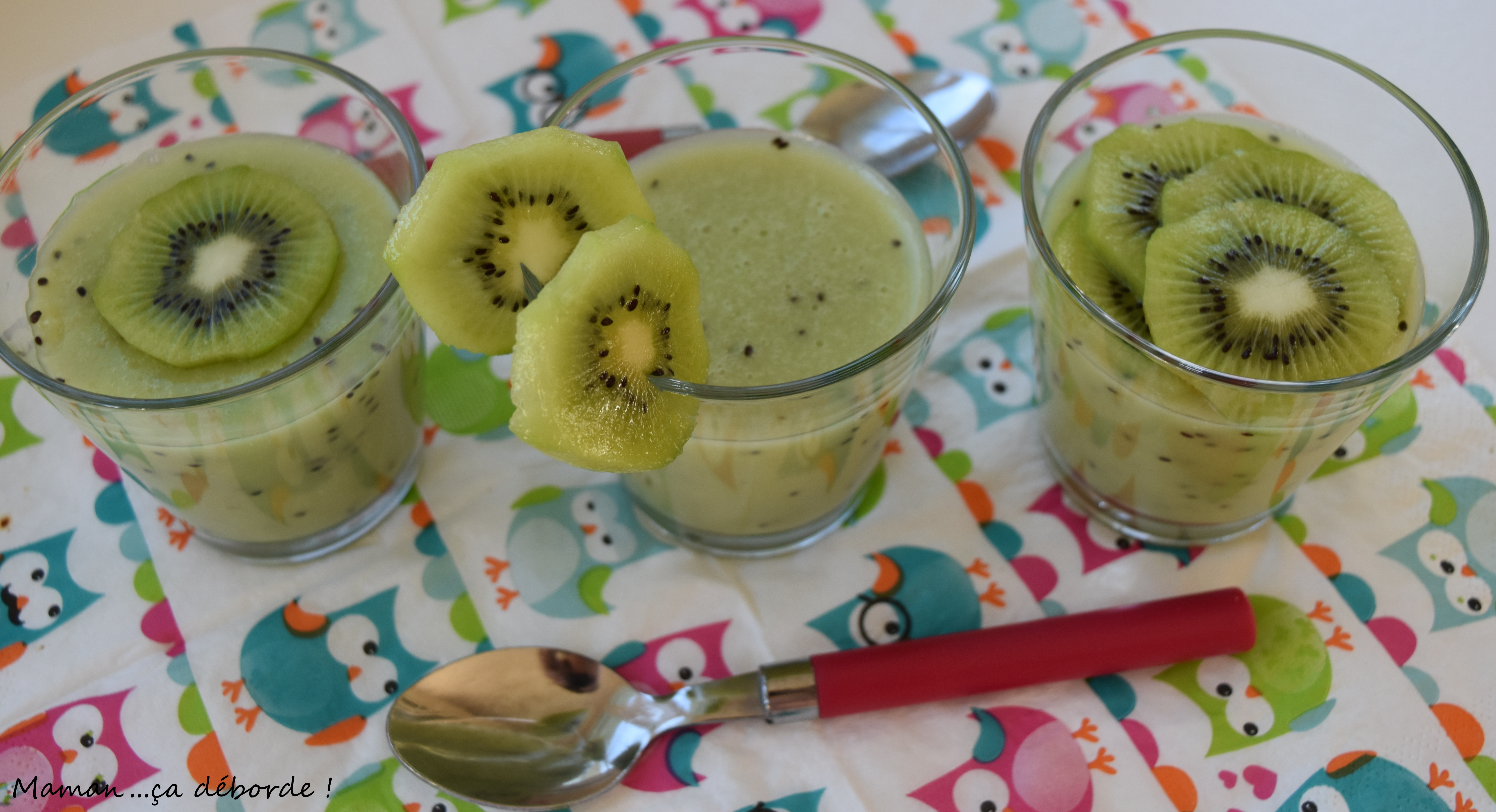 Crème dessert au kiwi Maman...ça déborde