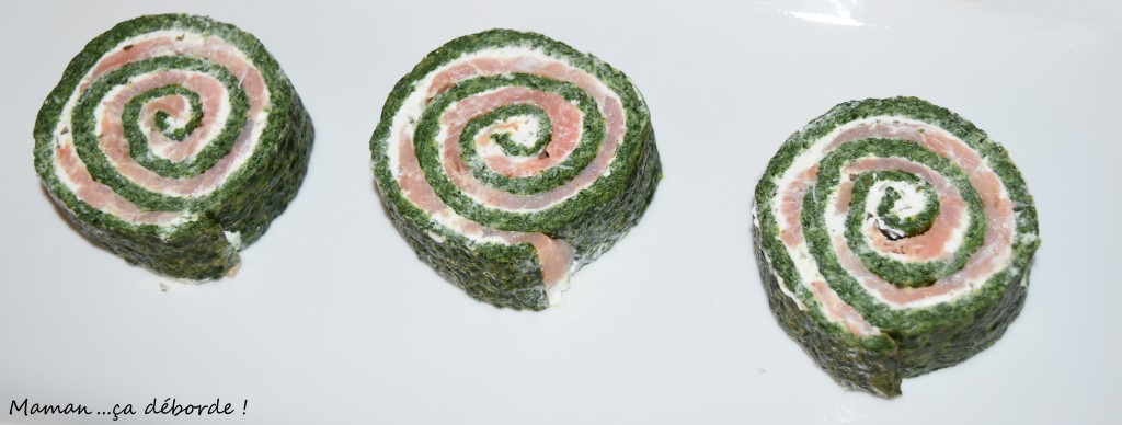 Roulé épinard, boursin et saumon