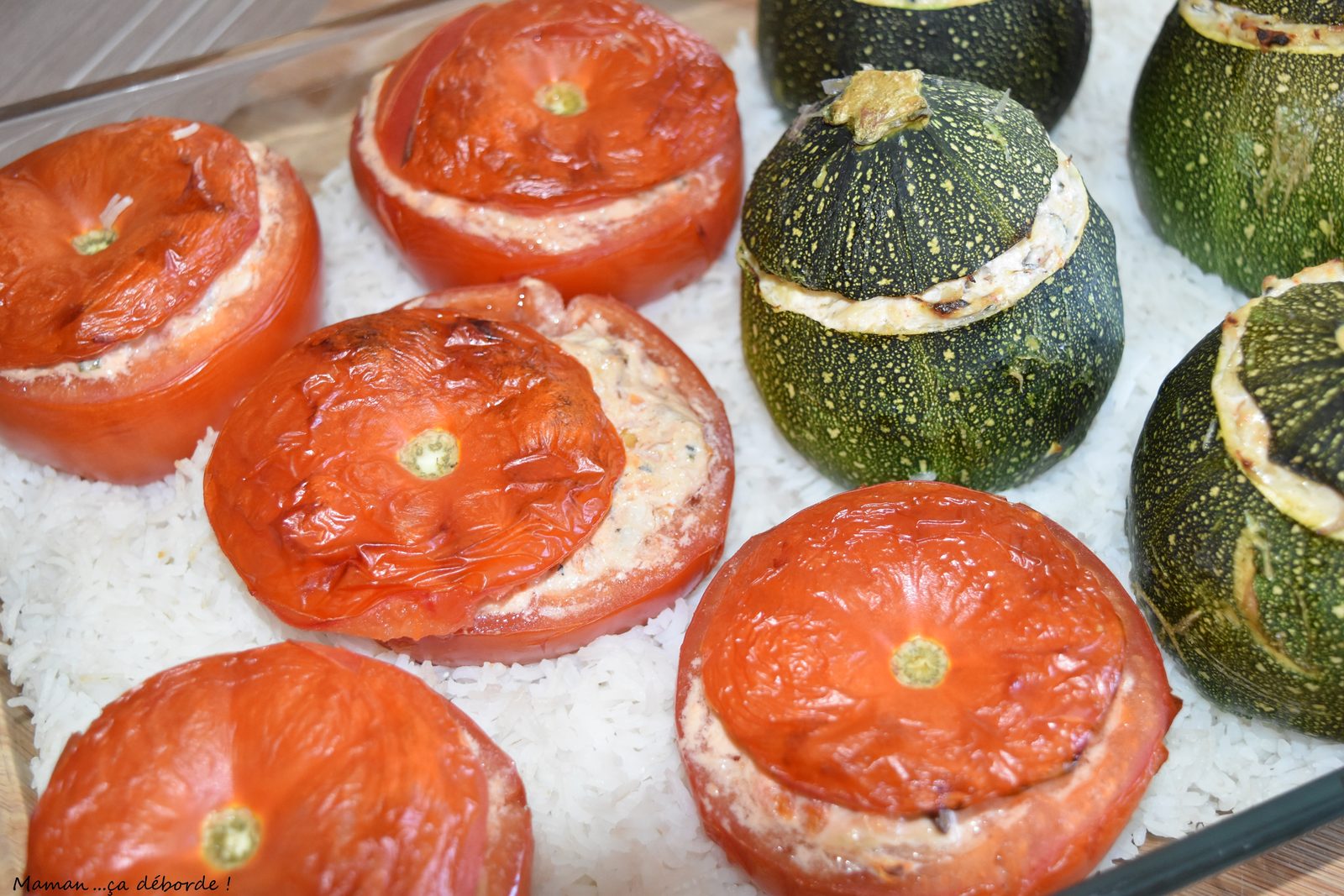 Tomates et courgettes farcies au fromage frais et maquereau2