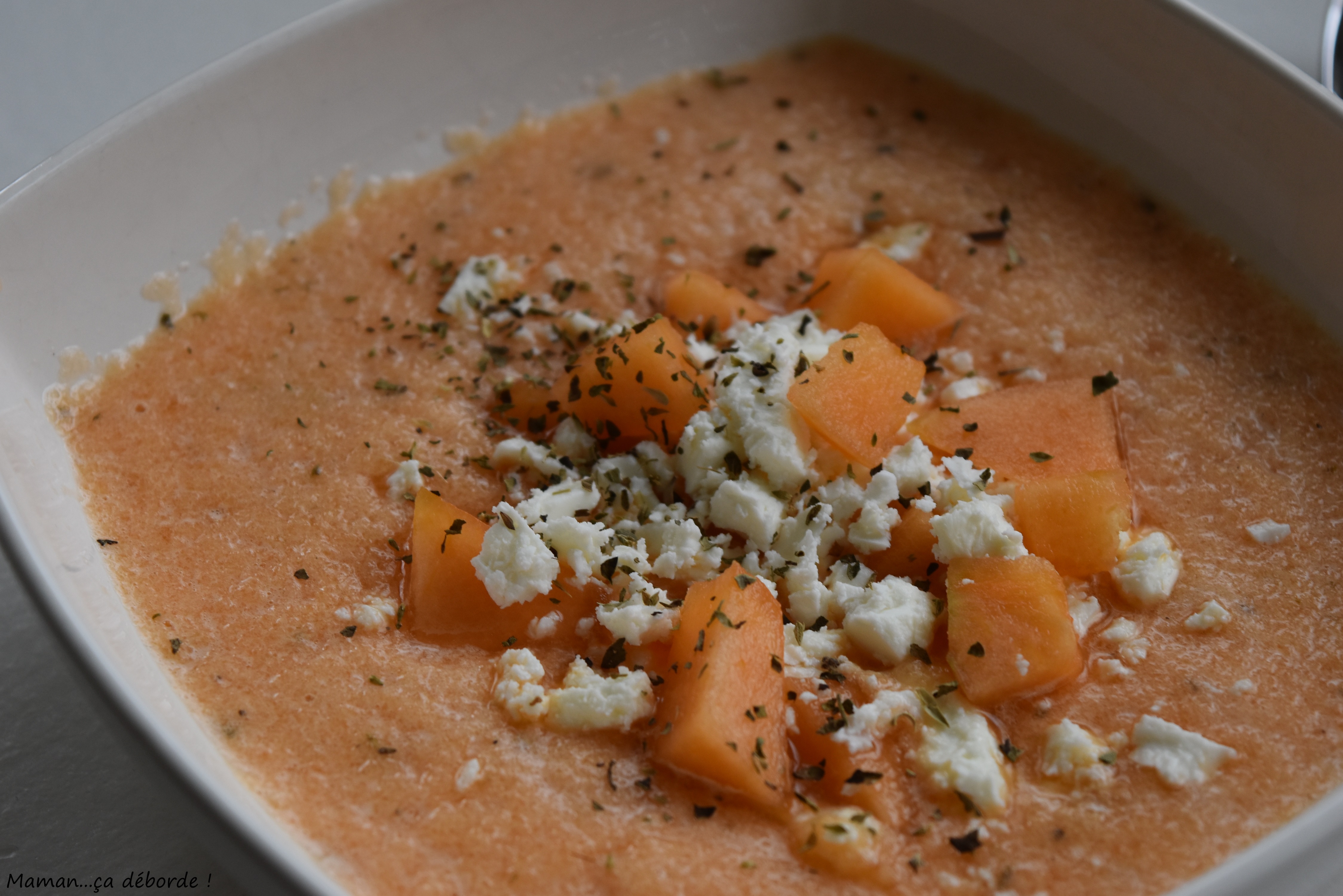Gaspacho de melon à la feta Maman...ça déborde