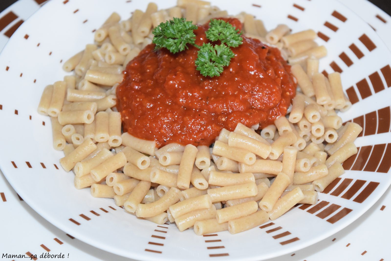 Pâtes au coulis de poivrons grillés