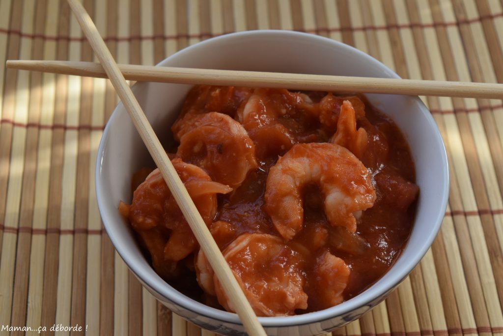 Crevettes sauce piquante au curry et au piment