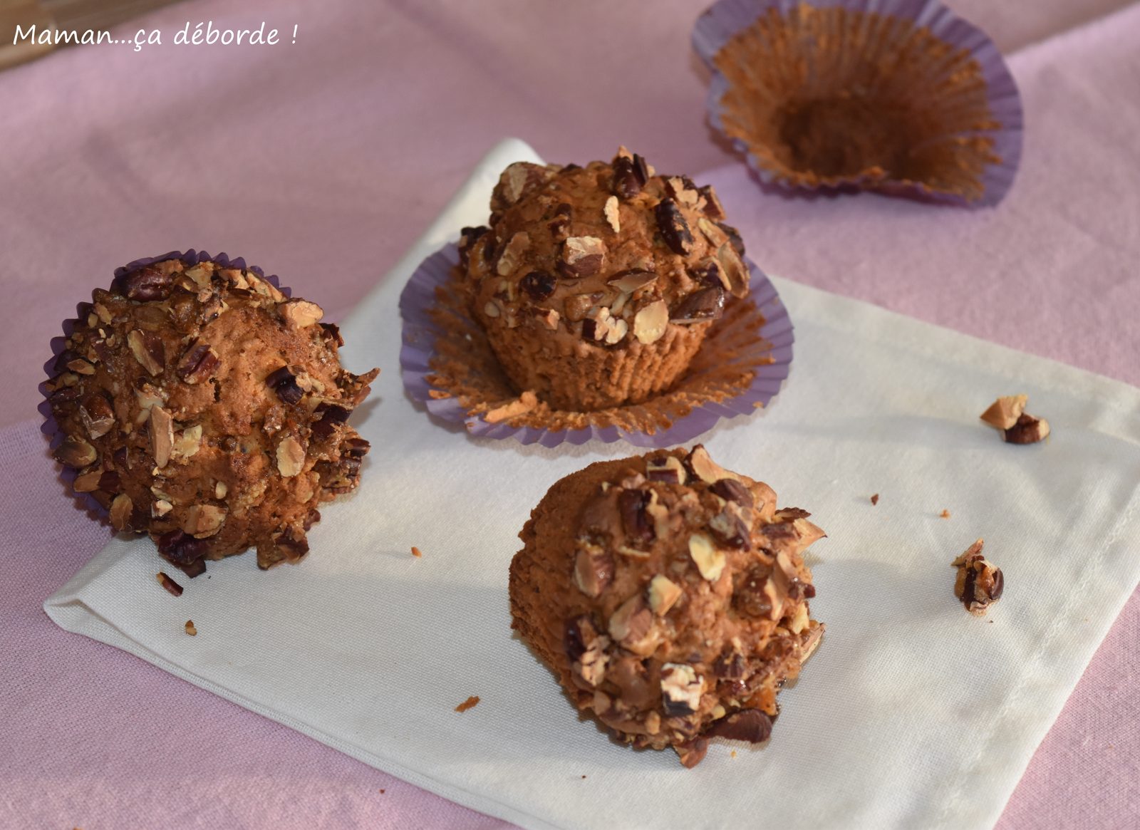 Muffins chocolat blanc et noix de pécan caramélisées