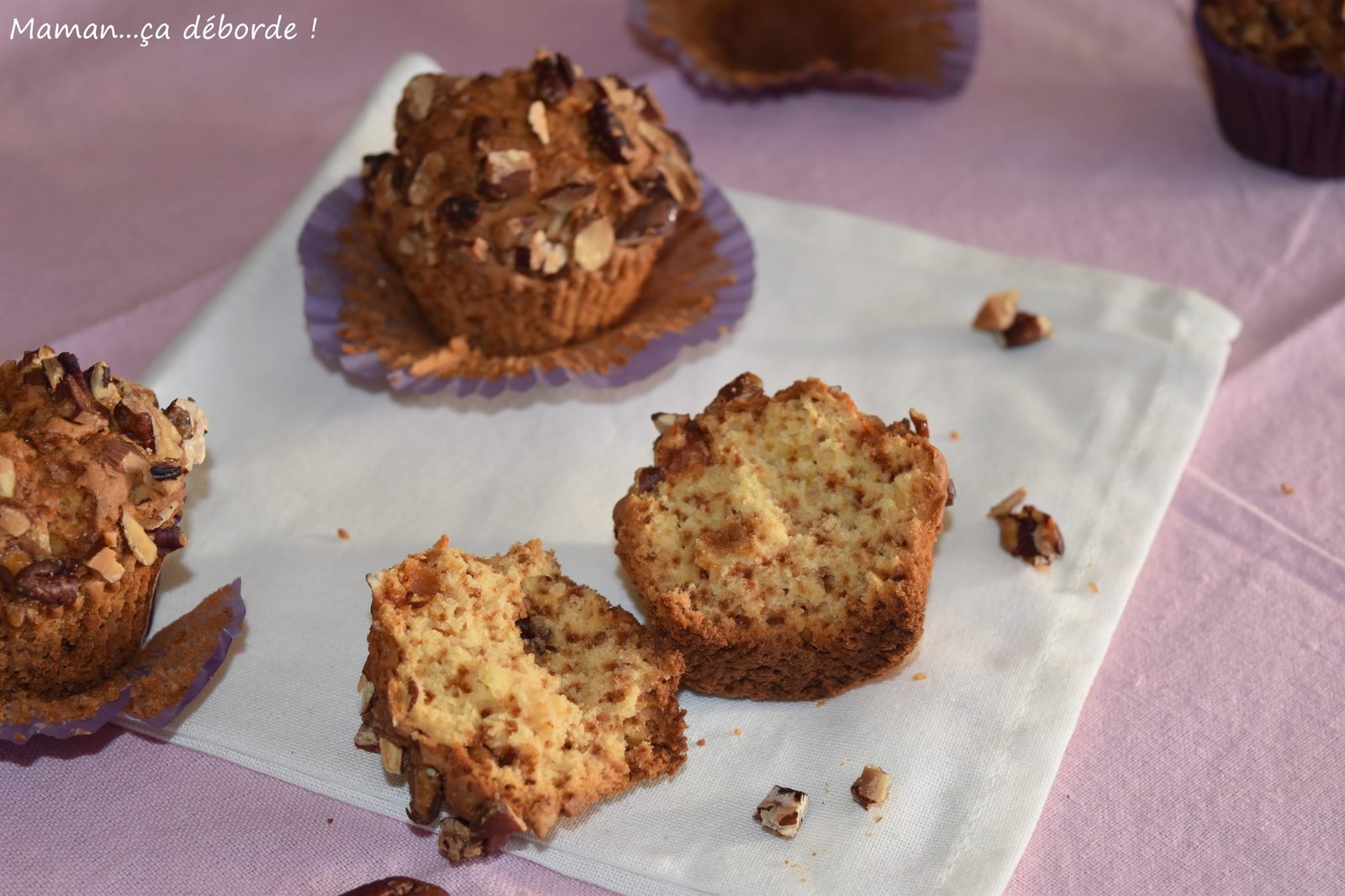 Muffins au chocolat blanc et noix de pécan caramélisées