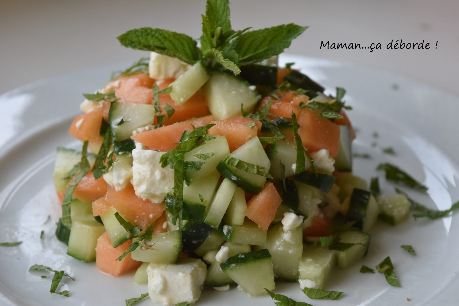Tartare melon, concombre, feta et menthe