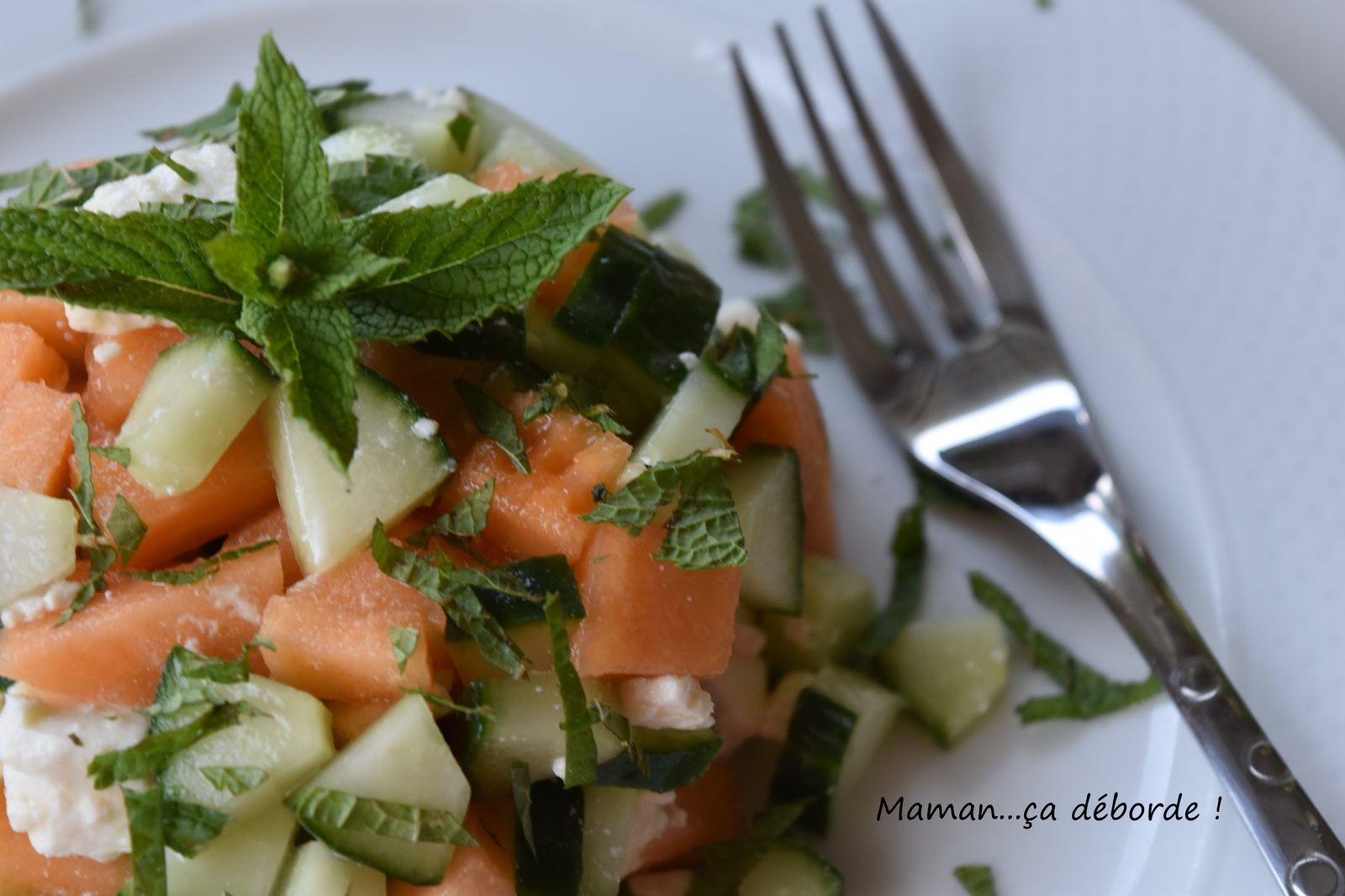 Tartare melon, concombre, feta et menthe