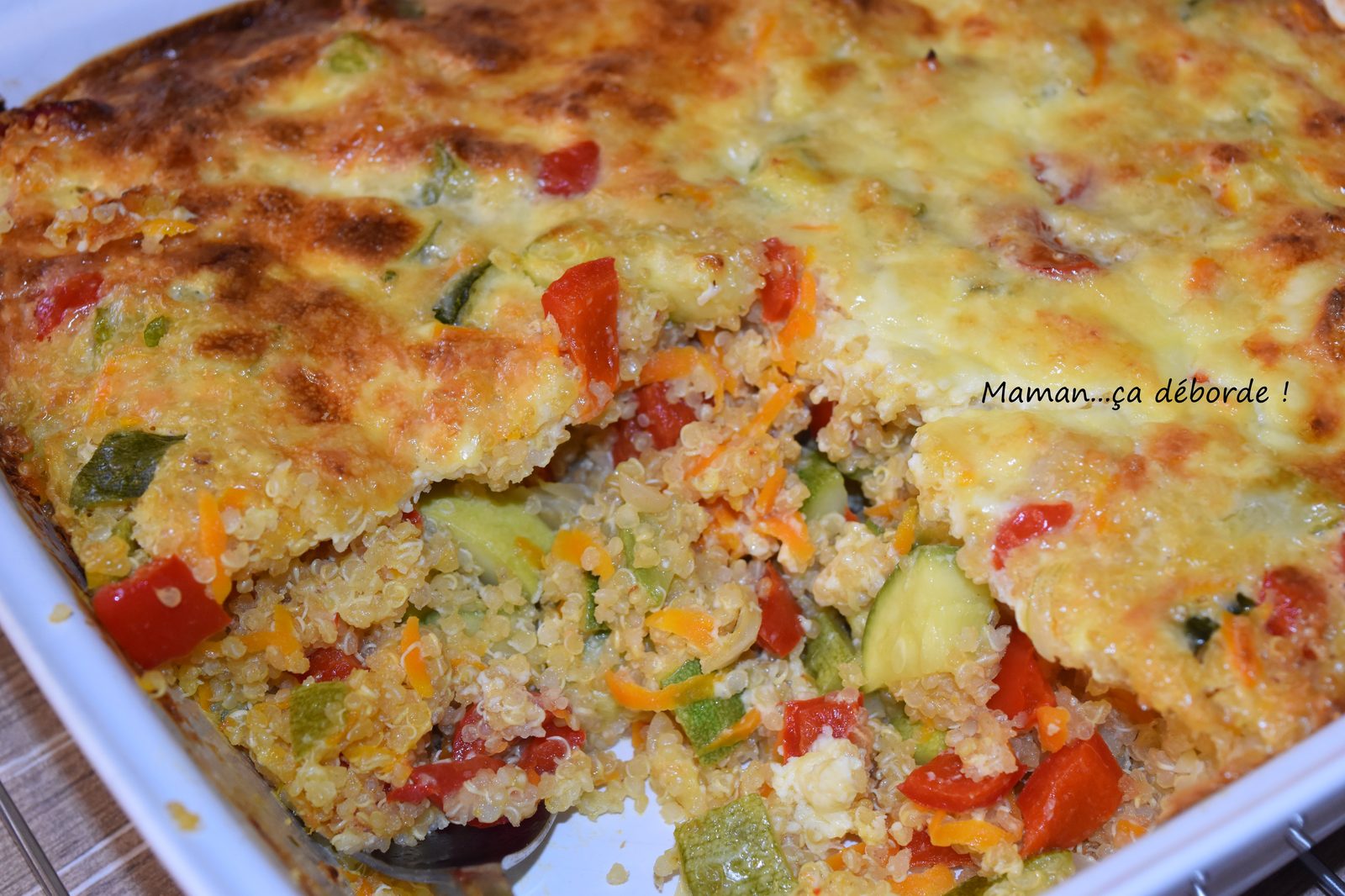 Gratin quinoa, courgette et poivron