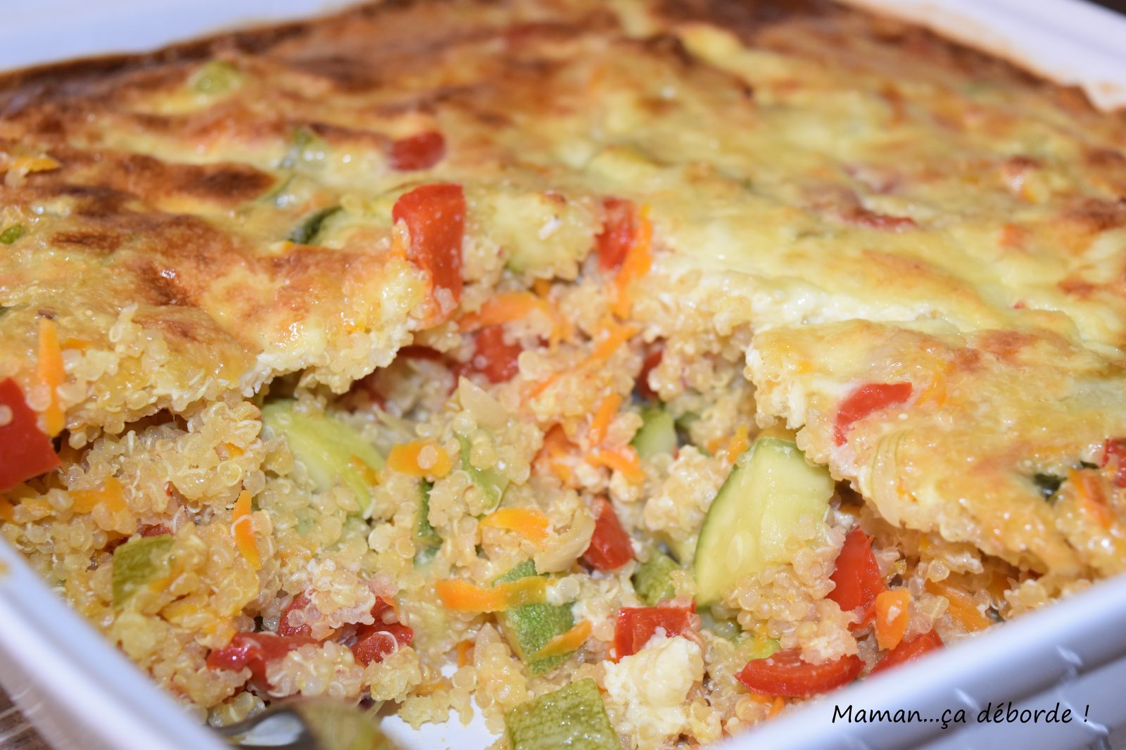 Gratin quinoa, courgette et poivron