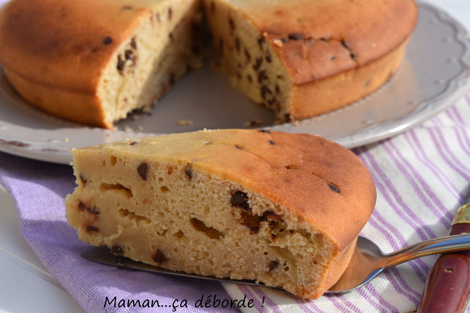 Gâteau au yaourt et lait ribot aux pépites de chocolat