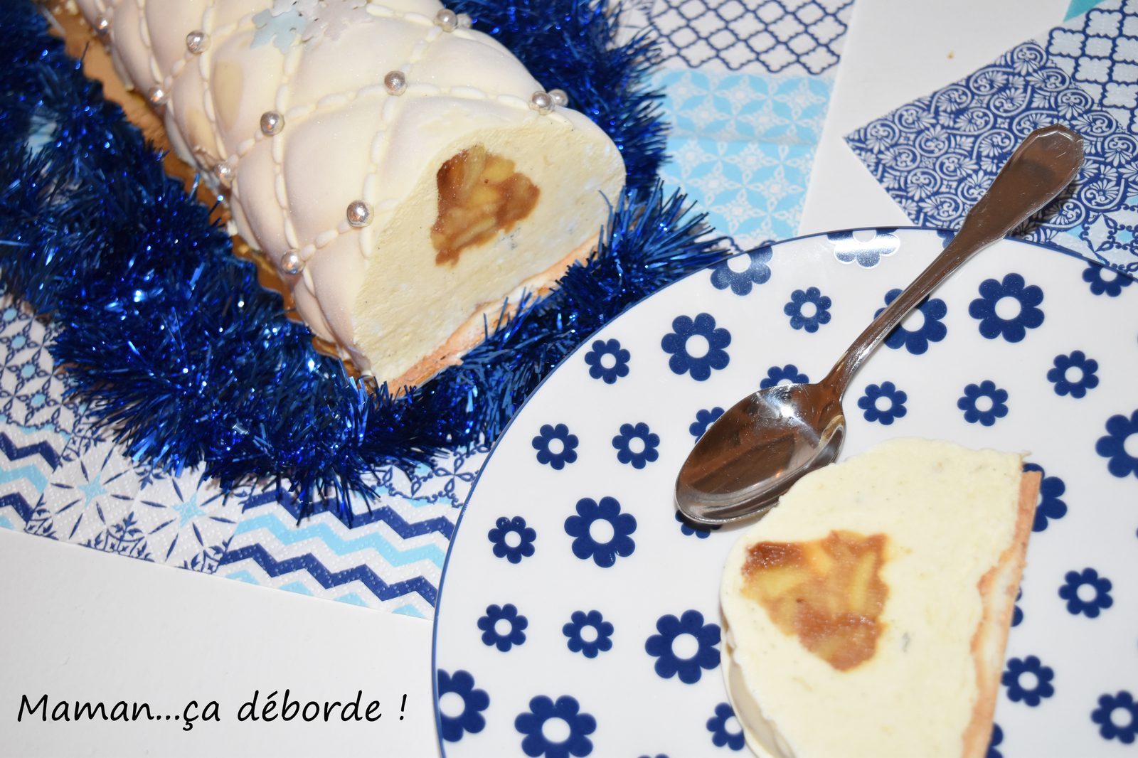 Bûche vanille et pommes caramélisées