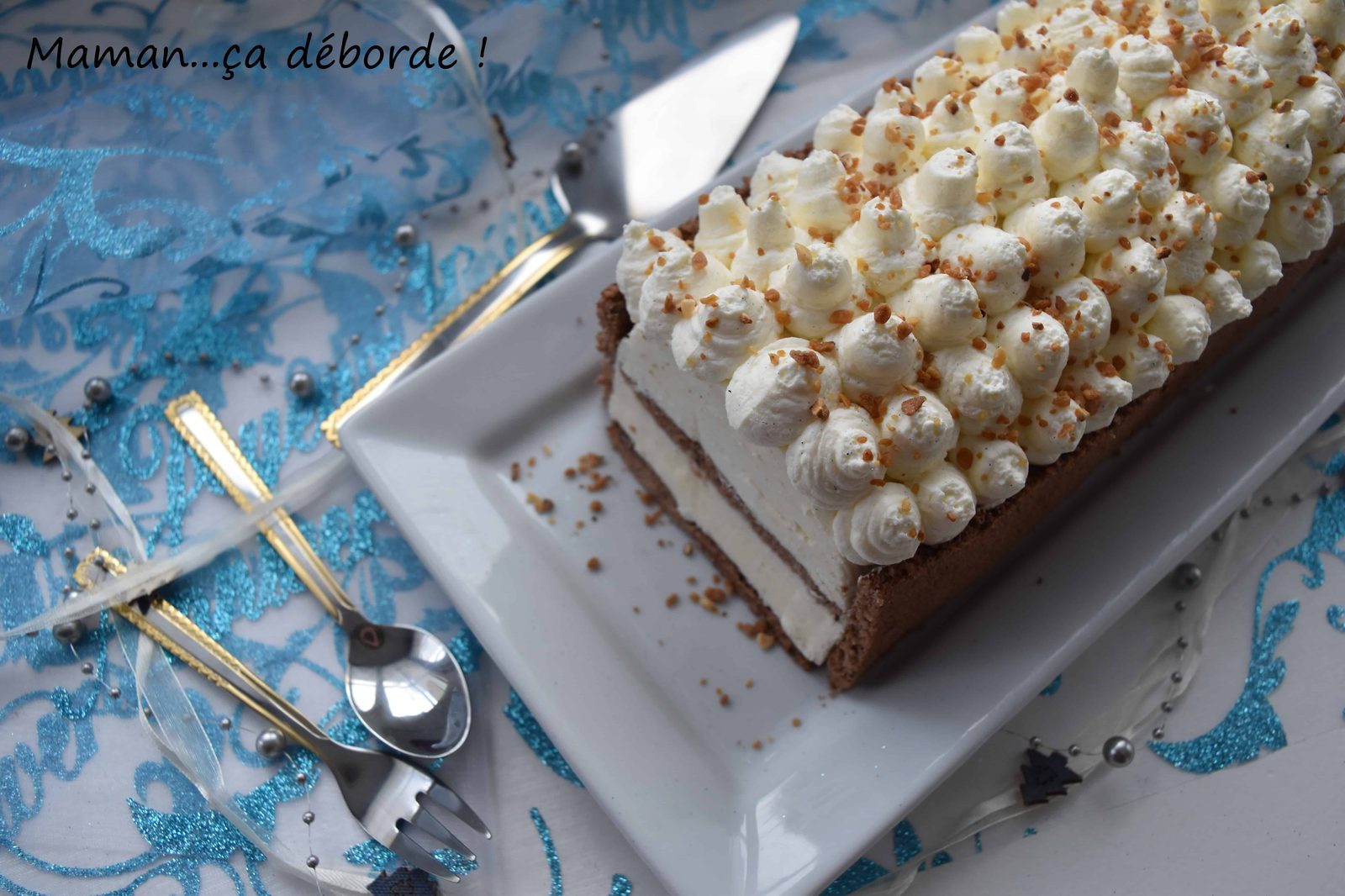Buche choco, vanille et praliné