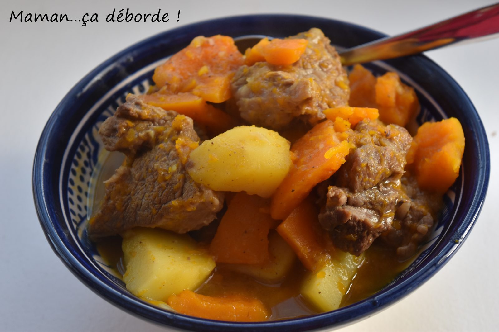 Sauté de veau aux épices, potimarron et pomme de terre