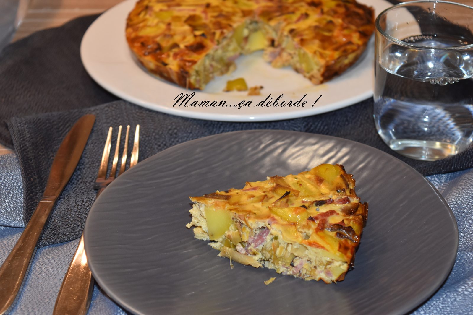 Quiche sans pâte poireau, pomme de terre et bacon