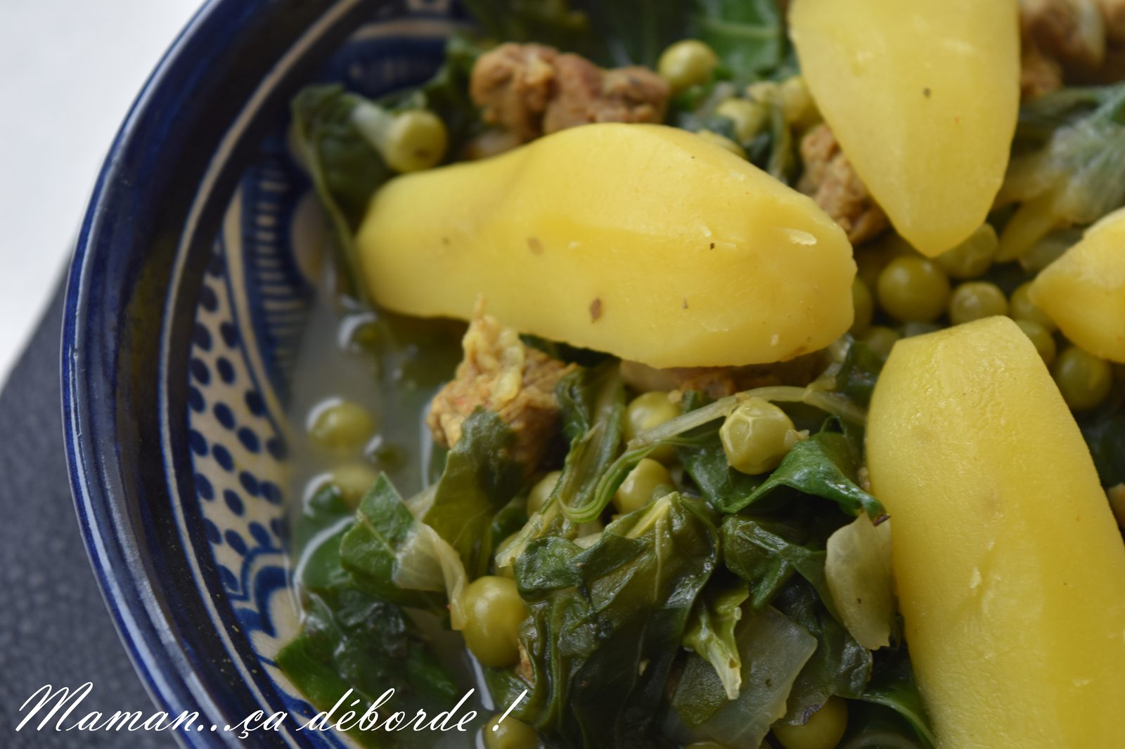 Tajine d'agneau aux blettes et petits pois