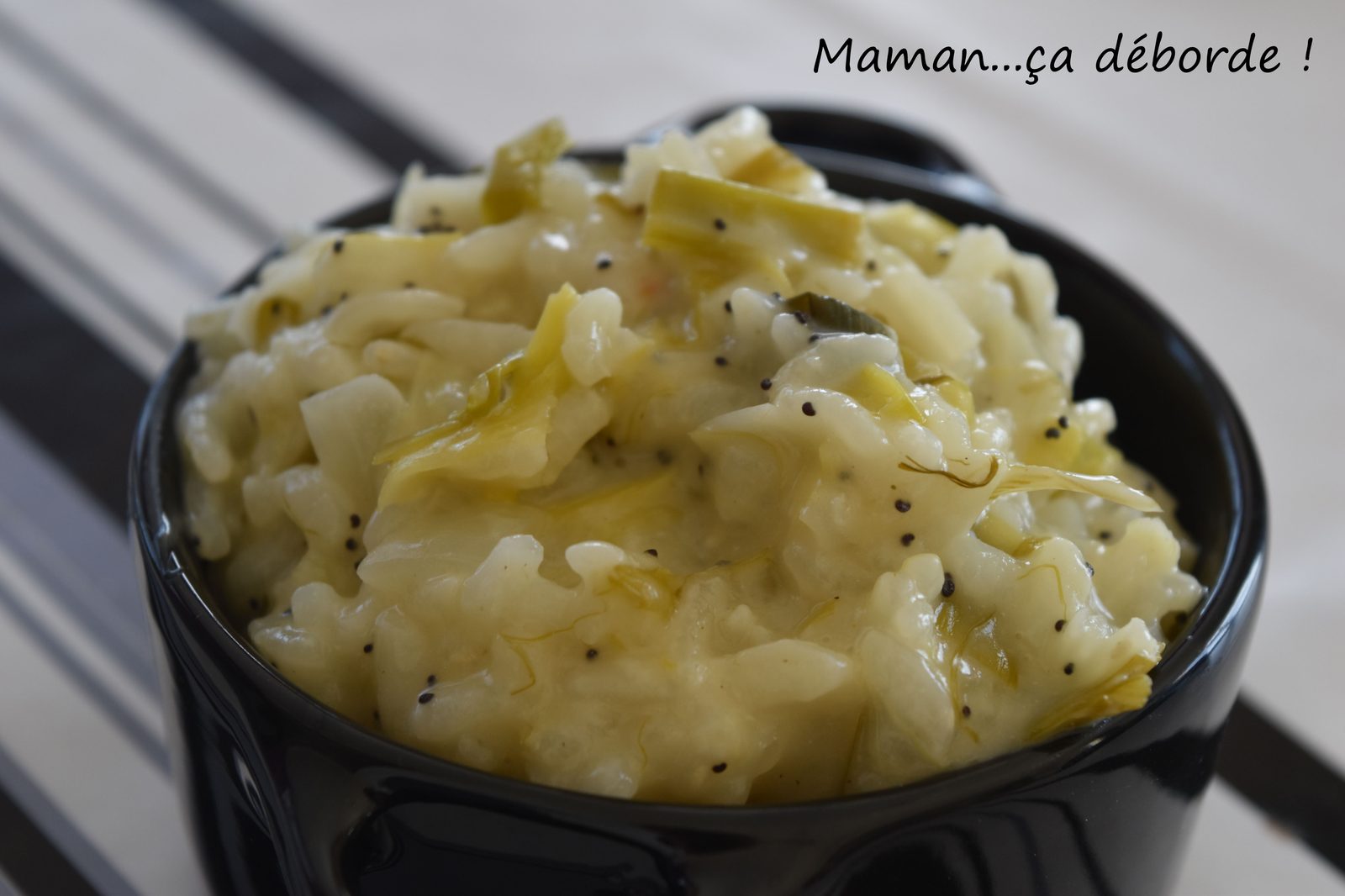 Risotto poireau, citron et pavot