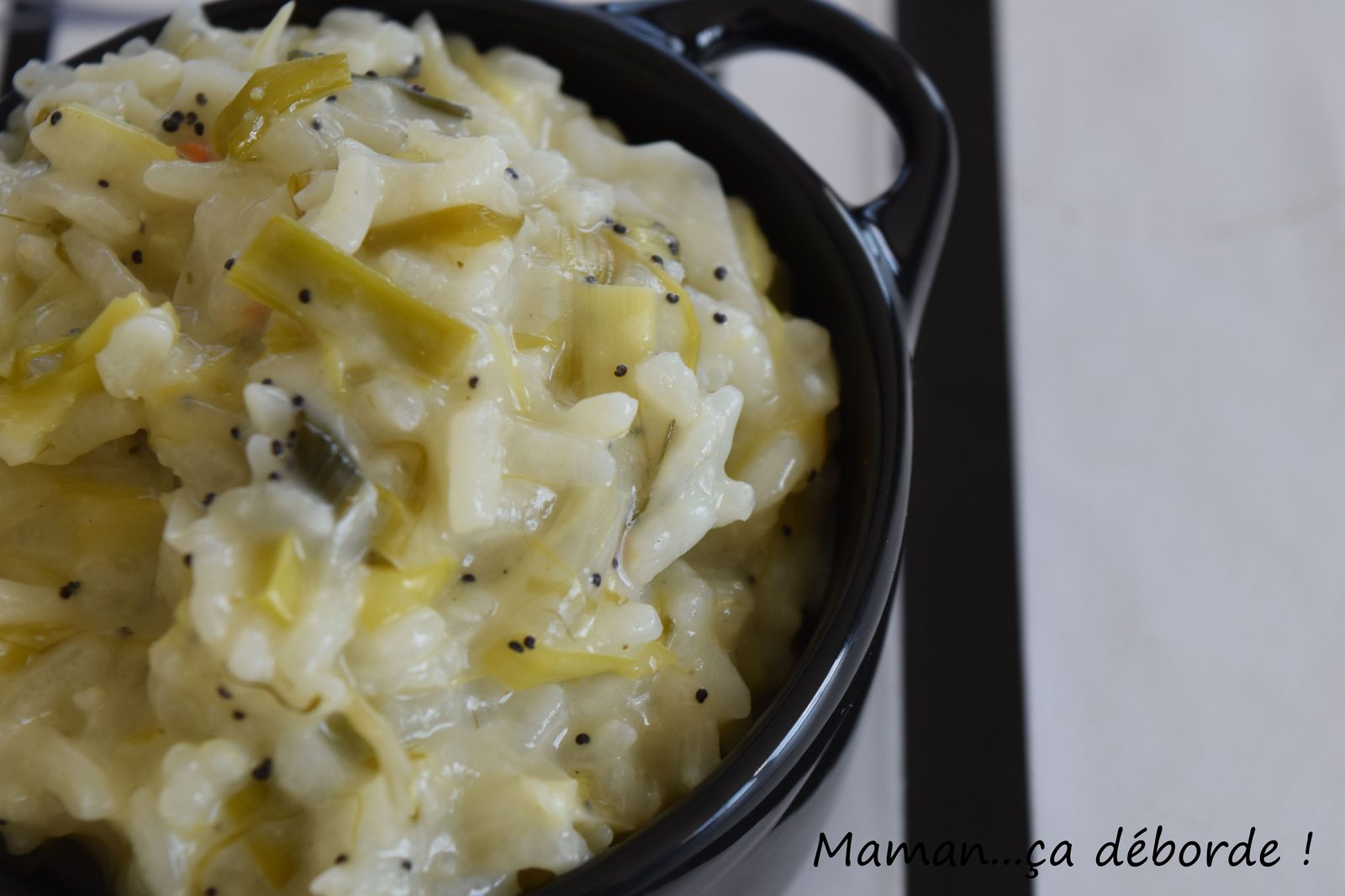 Risotto poireau, citron et pavot