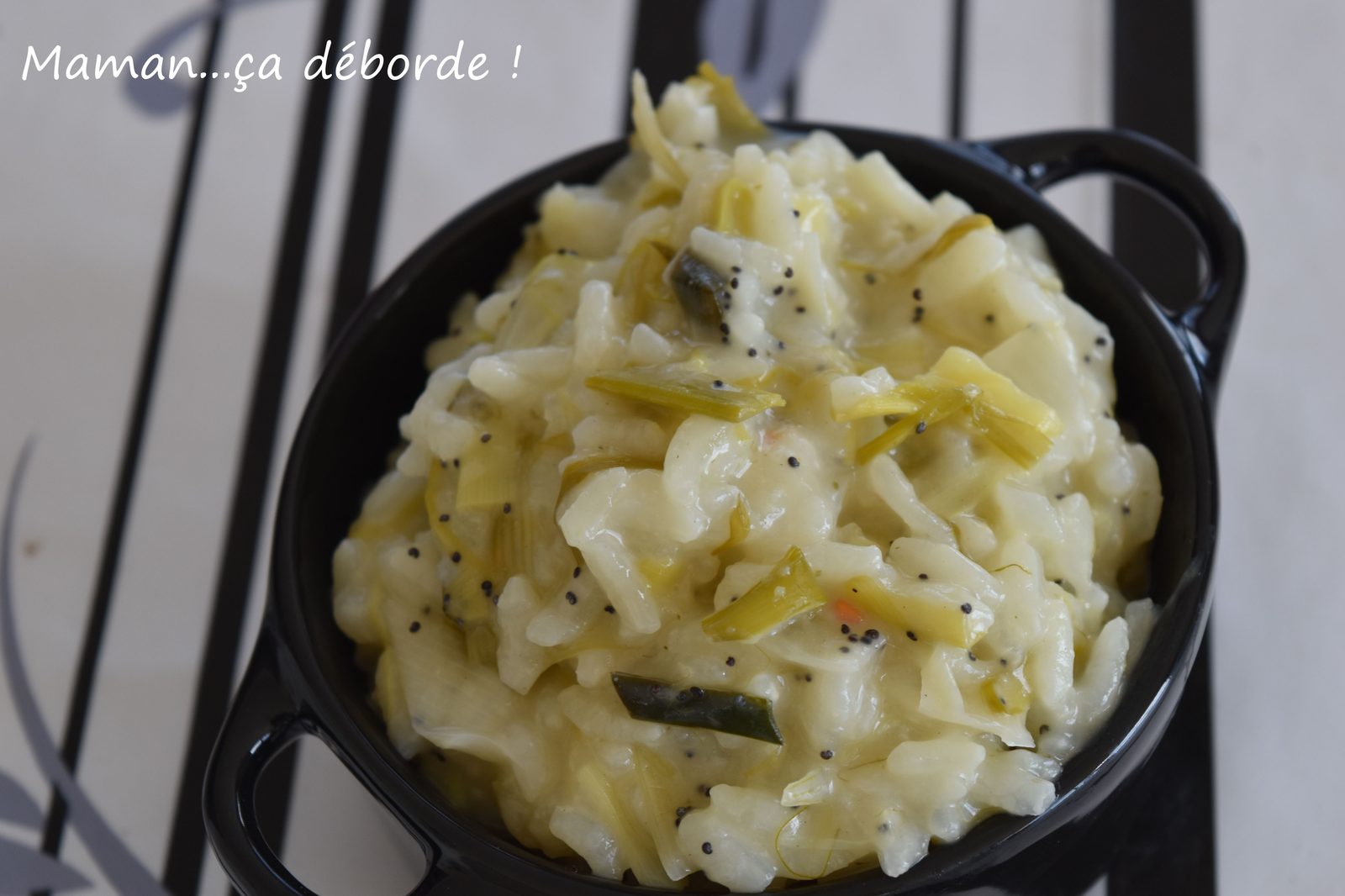Risotto poireau, citron et pavot