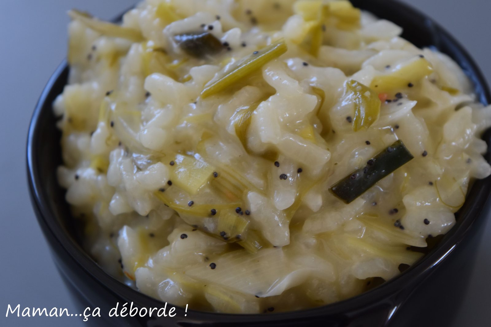 Risotto poireau, citron et pavot